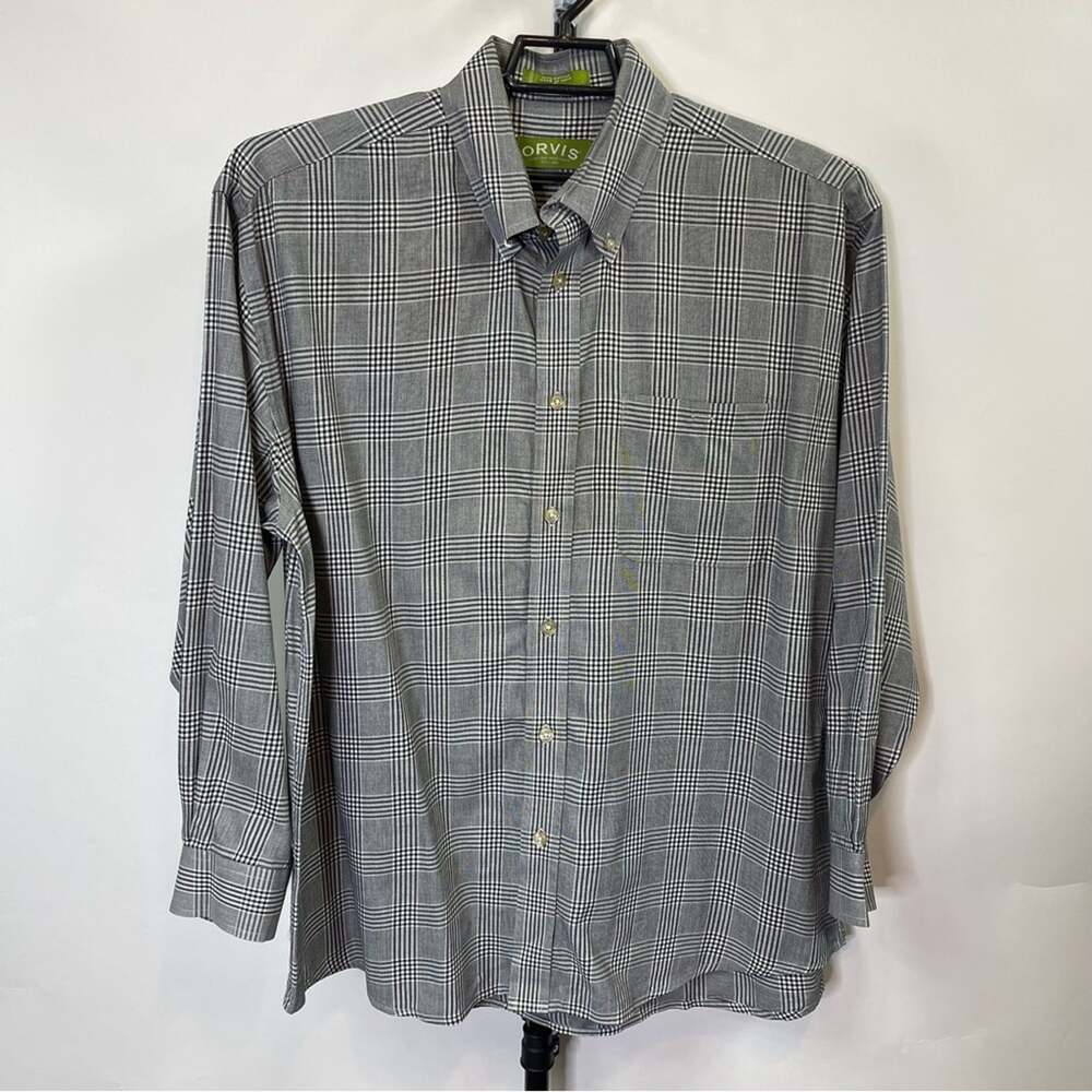 Orvis Black White Plaid Long Sleeve Shirt Size XL Men’s